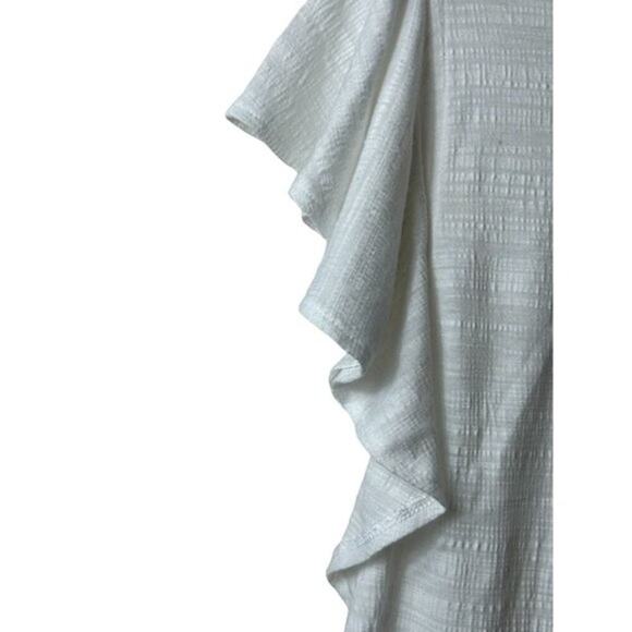 2/$24 Nine West Ruffle Sleeve Pullover Sheer Blouse Scoop Neck Textured L #8021 - Picture 3 of 6